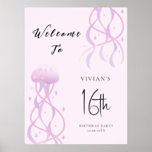 Beach  Rosa Sweet sixteen Party-inbjudan Poster