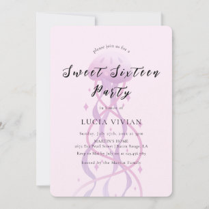 Beach Rosa Sweet sixteen Party Inbjudningar