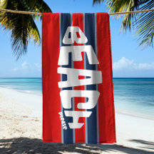 Beach, rött och marint blå Rand-persikotorn