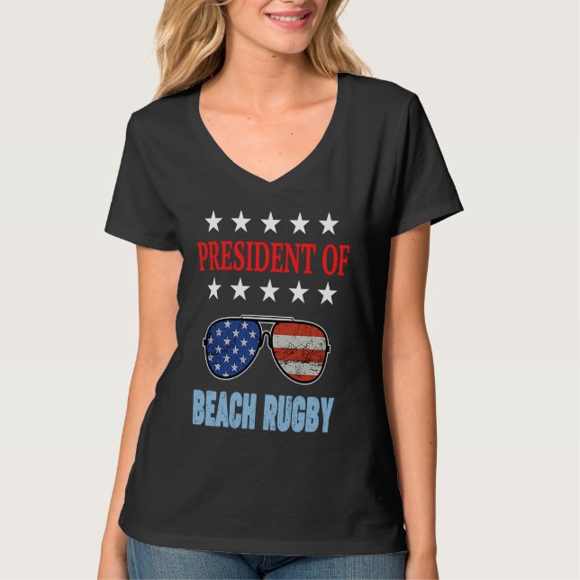 Beach Rugby Accessories  USA Flag Beach Saying T Shirt (Framsida)