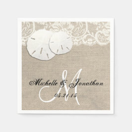 Beach Rustic Burlap Snöre Bröllop Napkin Pappersservett