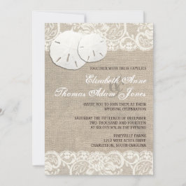 Beach Rustic Burlap Snöre bröllopsinbjudan Inbjudningar