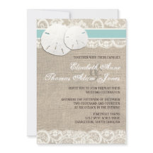 Beach Rustic Burlap Snöre bröllopsinbjudan