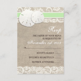Beach Rustic Burlap Snöre OSA kort - Grönt