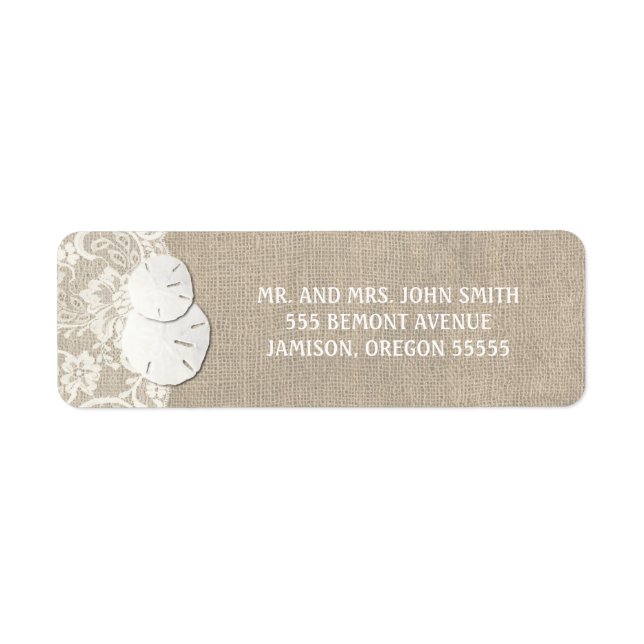 Beach Rustic Burlap Snöre Returetiketter Returadress Etikett (Framsidan)