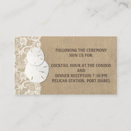 Beach Rustic Warm Burlap Snöre Bröllop Info Card Tilläggskort