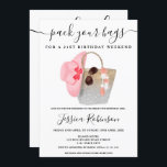 Beach-säcksfödelsedag silver glitter helg inbjudningar<br><div class="desc">Planera perfektens 21:a födelsedag party-program helg och resväg och packa dina påsar med den här pastellsiga vattenfärgen helg strandpåsen och silver glitter,  halmhatt och solglasets vattenfärgillustration.</div>