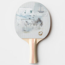 Beach Sand and Sea Collage med Initialer