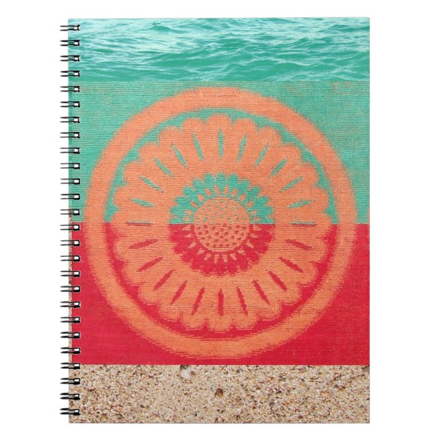 Beach Sand, Beach Towel, Ocean Anteckningsbok Med Spiral (Framsidan)