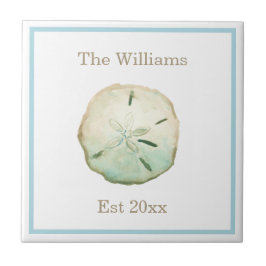 Beach Sand Dollar Bröllop-årsdag Kakelplatta