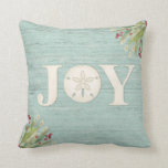 Beach Sand Dollar jul Joy Kudde<br><div class="desc">Ett glatt dekorativ kudde med en sanddollar,  strandgräs,  bär och en vättad träbakgrund för din jultorn. Designad av Blackberry Boulevard.</div>
