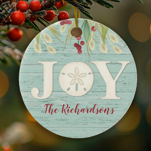 Beach Sand Dollar jul Joy Photo Julgransprydnad Keramik