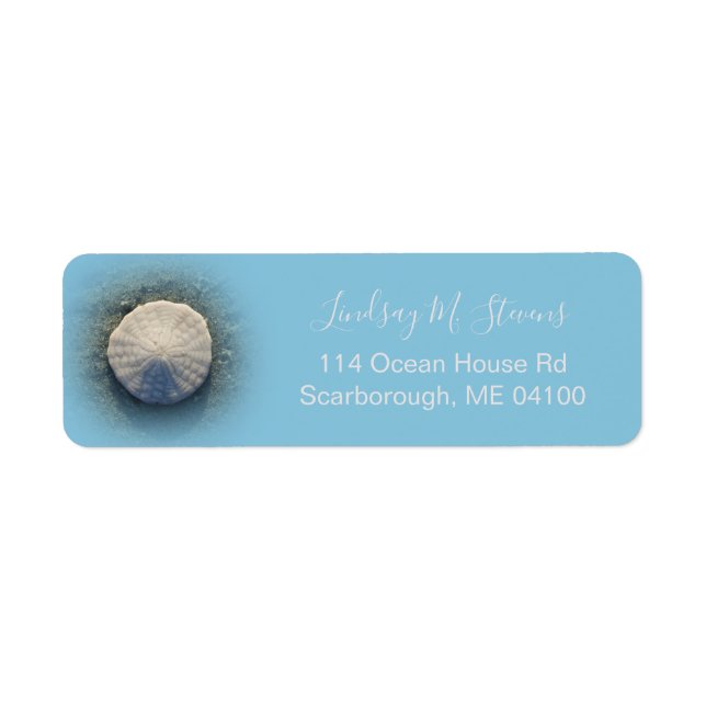 Beach Sand Dollar Nautical Blue Returadress Returadress Etikett (Framsidan)