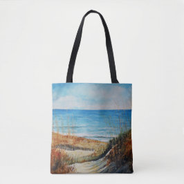 Beach Sand Dunes och Ocean Painting | Tote Bag Tygkasse