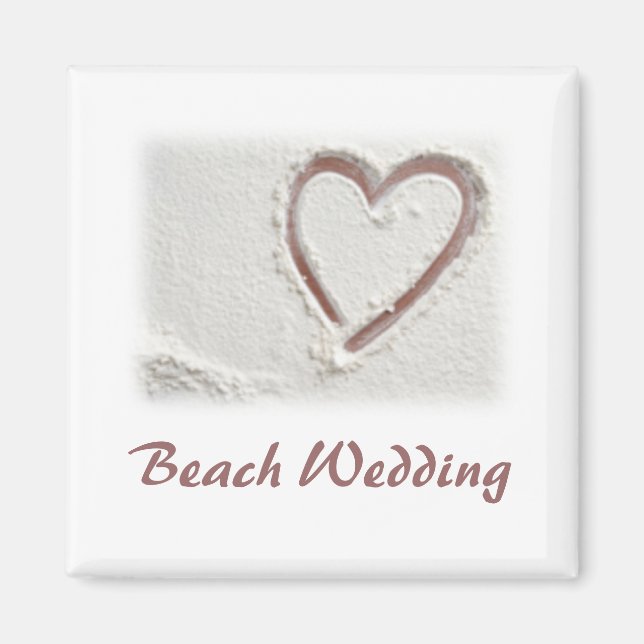 Beach Sand Heart Bröllop Magnet (Framsidan)