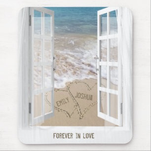 Beach Sand Heart med öppet fönster Musmatta