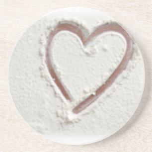Beach Sand Heart Valentine Underlägg Sandsten