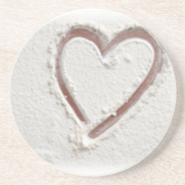 Beach Sand Heart Valentine Underlägg Sandsten (Framsidan)