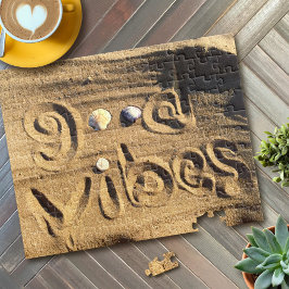 Beach Sand Photo Good Vibes Quote Vacation Modern Pussel