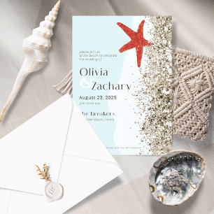 Beach Sand Starfish Whimisical Wedding bjudande Inbjudningar