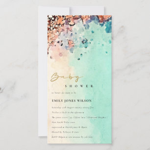 BEACH SAND STEN WATERCOLOR BABY SHOWER INBJUDAN
