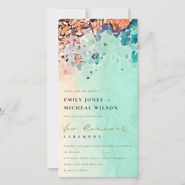 BEACH SAND STEN WATERCOLOR VOW RENEWAL INBJUDAN (Framsida)