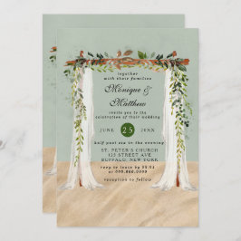 Beach Sand White Canopy Tropical Modern Bröllop Inbjudningar