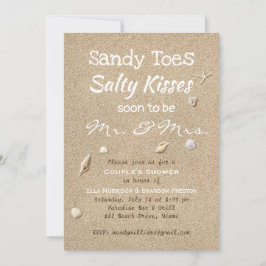 Beach Sand & White Typography Couples Shower Inbjudningar