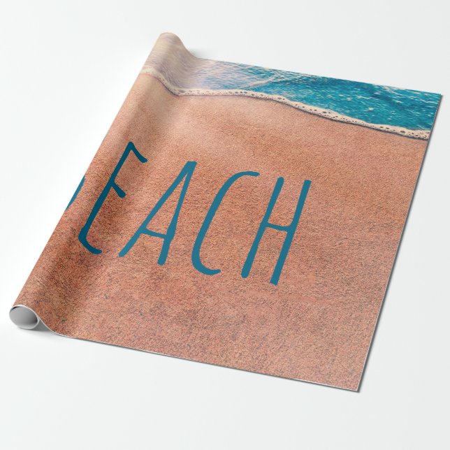 Beach Sandy Shoreline Blue Ocean Wave Coastal Presentpapper (Utrullad)