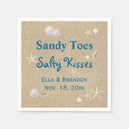 Beach Sandy Toes Salty Kisses Bröllop Napkin Pappersservett