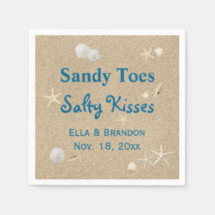 Beach Sandy Toes Salty Kisses Bröllop Napkin Pappersservett