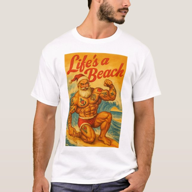 Beach Santa Gay T-Shirt | Gay Shirt for Men | LGBT (Framsida)