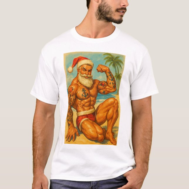 Beach Santa Gay T-Shirt | Gay Shirt for Men | LGBT (Framsida)