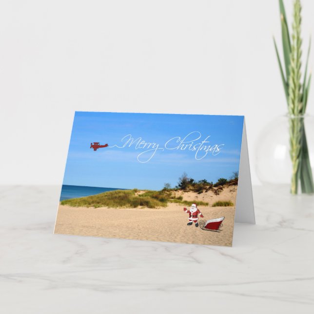 Beach Santa Greeting Card Helgkort (Framsida)