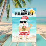 Beach Santa Hawaiian Mele Kalikimaka jul Julkort<br><div class="desc">några tropiska semesterhälsningar med det här söta julkortet! Tomten är på en hawaiisk semester för att slappna av lite innan julklappen börjar. Han är på en strand som njuter av sol, sand och hav medan han svävar på en ananascocktail, blinkar Aloha-tecknet och önskar dig en Mele Kalikimaka. Art av KL...</div>