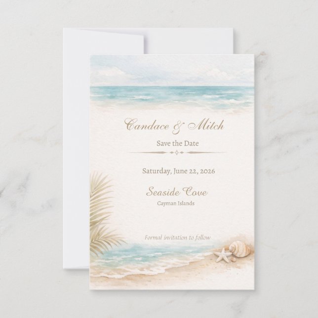 Beach Save the Date Card Spara Datumet (Framsida)