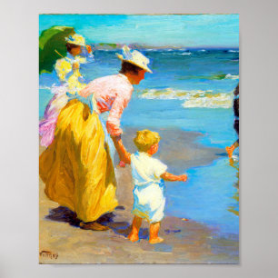 Beach-scen av Edward Henry Potthast Poster