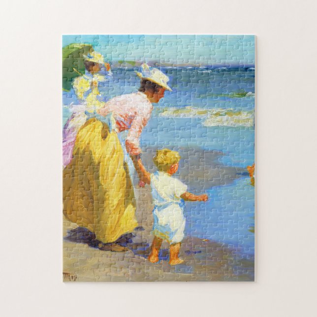 Beach-scen av Edward Henry Potthast Pussel (Vertikal)