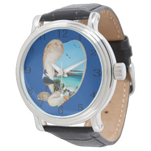 Beach-scen i en Snäcka av båge. Armbandsur