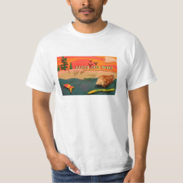 Beach scen med Snäcka och Färgad Clay Folk Art T Shirt
