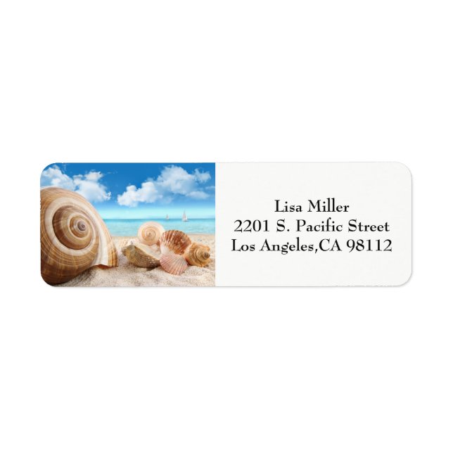 Beach Scene-Adressetiketter Returadress Etikett (Framsidan)