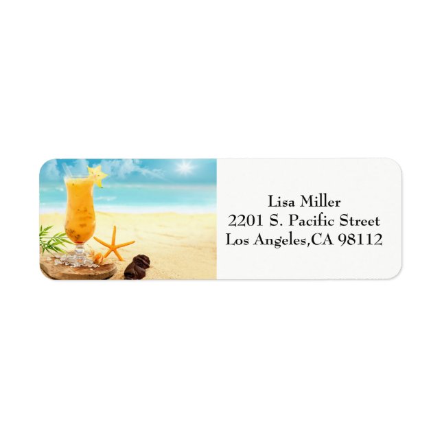Beach Scene-Adressetiketter Returadress Etikett (Framsidan)