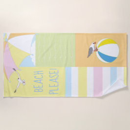 Beach Scene Animerad Beach Towel