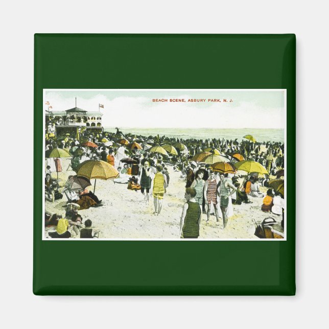 Beach Scene, Asbury Park, New jersey Magnet (Framsidan)