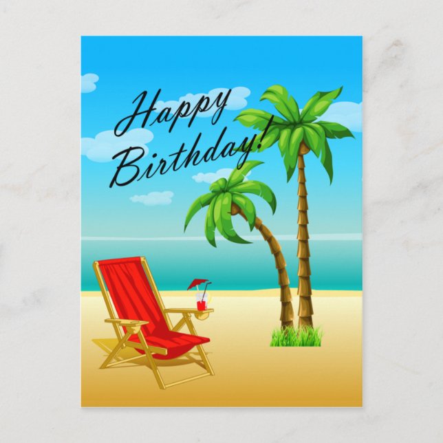 Beach Scene Birthday vykort (Framsida)