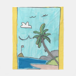 Beach Scene Blanket Fleecefilt