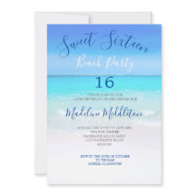 Beach Scene Blue Sweet sixteen Photo Birthday