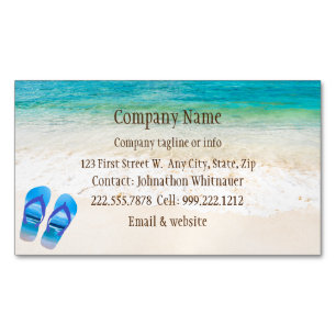 Beach Scene Flip Flop Roligt Sommaravacation Art Magnetiska Visitkort