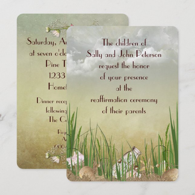 Beach Scene for Vow Renewal Inbjudningar (Fram/baksida)