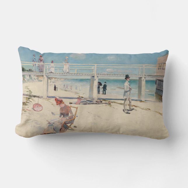 Beach Scene (Helgdag vid Mentone) (australisk kons Lumbarkudde (Framsida)